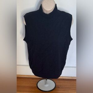 Allude 100% cashmere Black textured Turtleneck vest, size M luxury minimalist